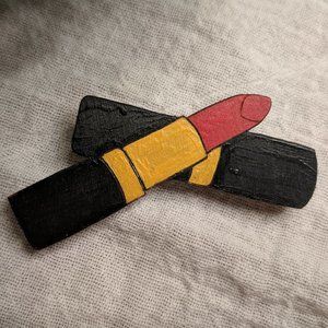 Handmade Wooden Lipstick Brooch